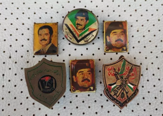 Saddam Hussein Pins Vintage Original 1981 Iraq ex President RARE Badges Iraqi 2