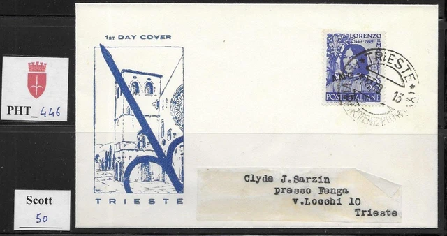 PHT_446. TRIESTE FTT. FDC w. 1949 LORENZO IL MAGNIFICO. Scott 50