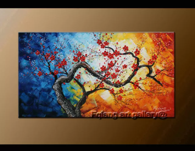 Plum Blossom Abstract Flower Hand-Painted Oil Painting Canvas Wall Art Home Deco