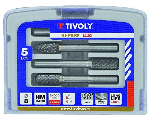 Tivoly 10316070008 Fraises Limes Carbure Gris Set de 5 Pièces
