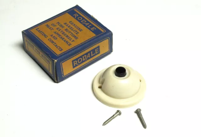 * NIB .. RODALE Vintage Bakelite Pushbutton Door Bell (Ivory) Cat# 303 .. VM-36