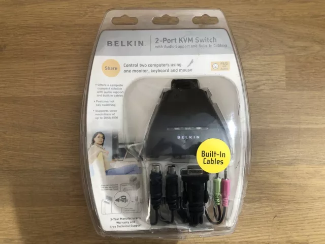 Belkin KVM-Switch mit 2 Ports und integrierten Kabeln (inkl. MwSt.)