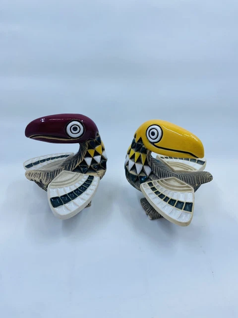Vintage Artesania Rinconada Red Beak Yellow Beak Toucan Bird figurines "Retired"