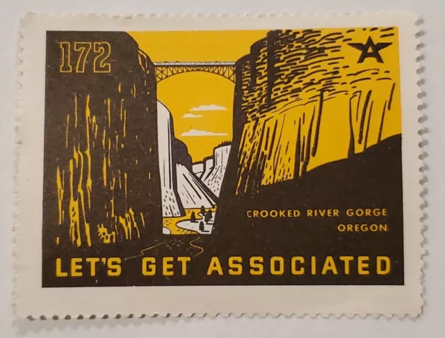 #172 Crooked River Gorge, Oregon - Let’s Get Associated - 1938 Poster Stamp