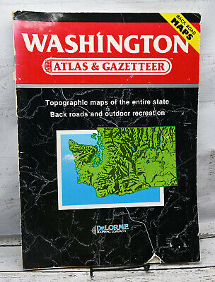 1988 DeLorme Entire WASHINGTON State Atlas Gazetteer Topographic Map Back Roads