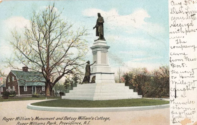 Providence RI, Roger Williams Monument Betsey Williams Cottage, Vintage Postcard