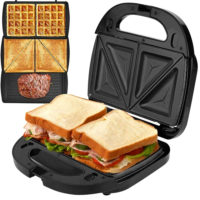 Sandwich Maker, Waffle Maker, Panini Press Grill 3 In 1, With Non-Stick Remova