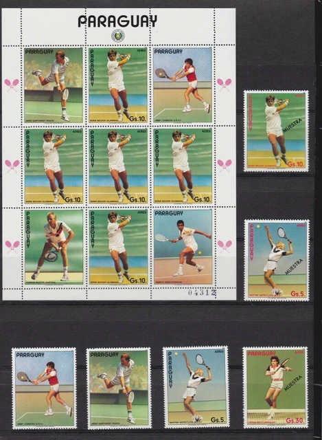 Paraguay 3962/3964 a+b postfr./mnh Tennis Boris Becker teils MUESTRA -07718