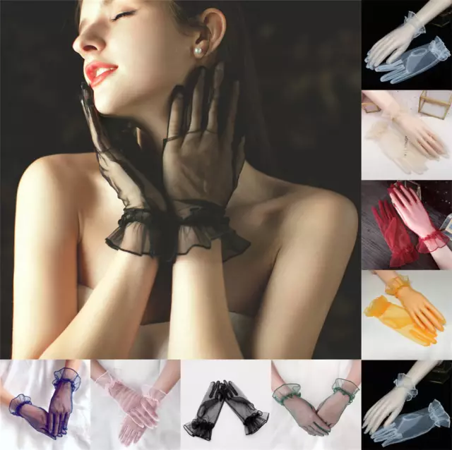 UK Women Birde Evening Party Wedding Gloves Fashion Costume Bridal Prom Tulle