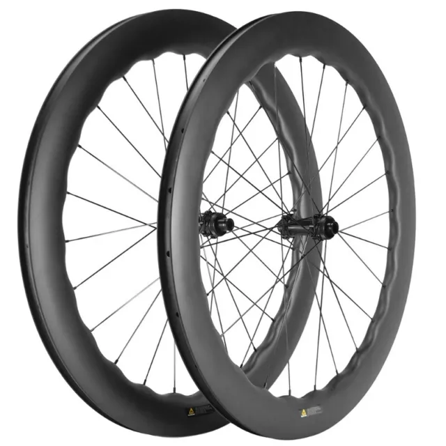 700C 65/60mm Disc Brake Road Bike Wheelset Carbon Fiber Clincher/Tubeless Wheels