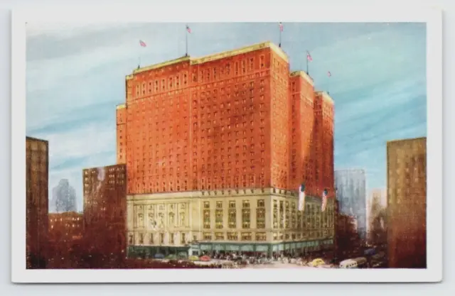 The Palmer House Hotel Vintage Chicago ILL Birdseye View Flags Postcard