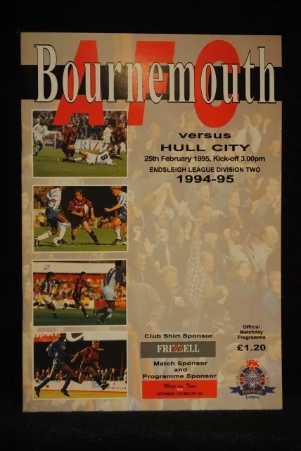 PROGRAMME - D2 - AFC Bournemouth vs Hull City - 25 Feb 1995