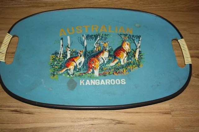 1950's Kitsch Serving Drink Tray Souvenir Australian Kangaroo Vintage