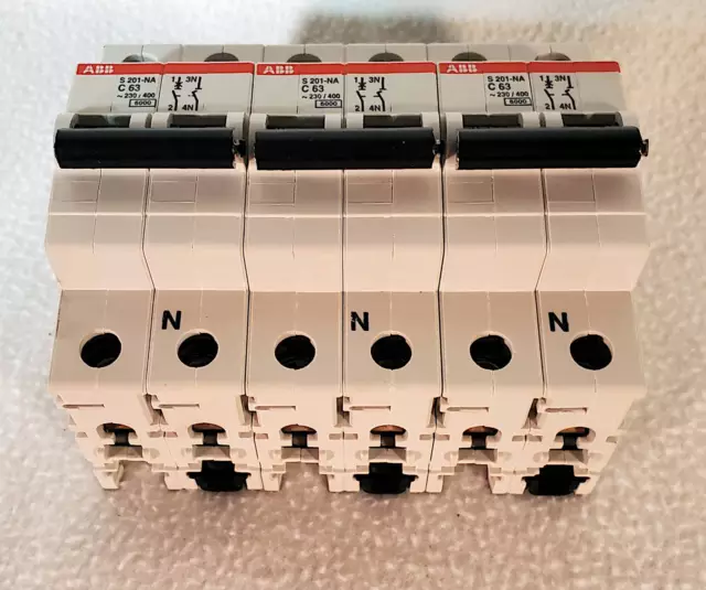 AAB S201-C63NA Thermal / electromechanic trip Breaker - 1+NP - C - 63 A (Qty 3)