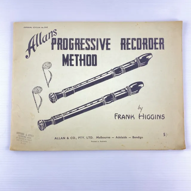 Allans Progressive Recorder Method For Descant Recorder Frank Higgins Vintage
