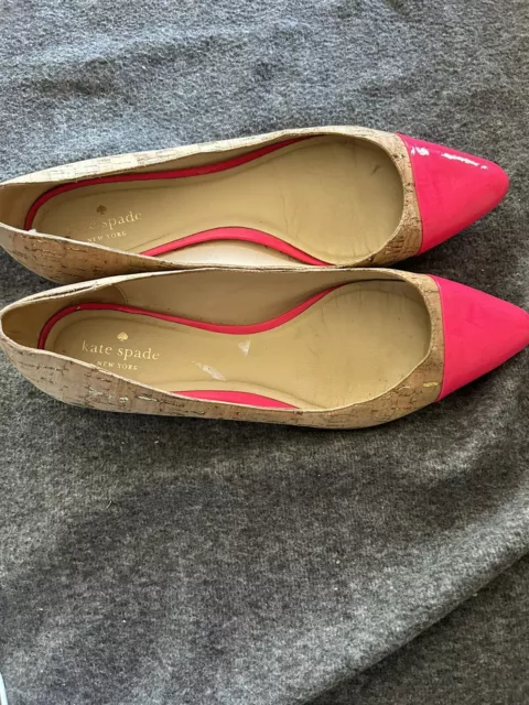 Kate Spade Cork Hot Pink Patent Leather Flats