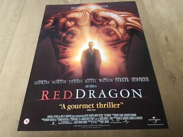 RED DRAGON .. Anthony Hopkins 2002 ORIGINAL MOVIE POSTER nr MINT 22 YEARS OLD