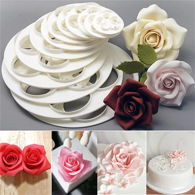 6x Fondant Pastel Azúcar Artesanal Decoración Galleta Rosa Flor Molde Goma Pasta Cortador DSZ8