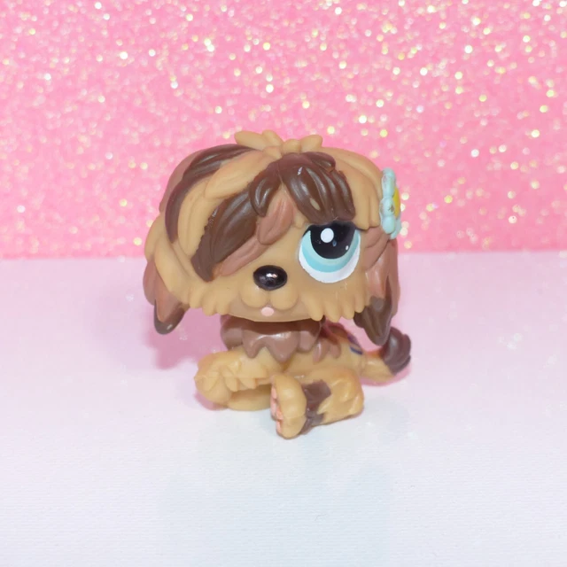 authentic littlest LPS petshop 1077 chien dog sheepdog bobtail pet shop flower
