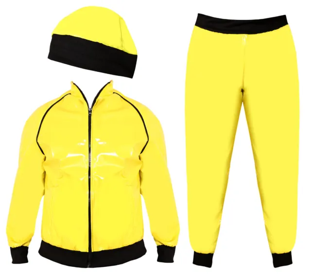 Mens 90'S Rapper Costume Yellow Tracksuit Gangster Novelty Adults Fancy Dress 3
