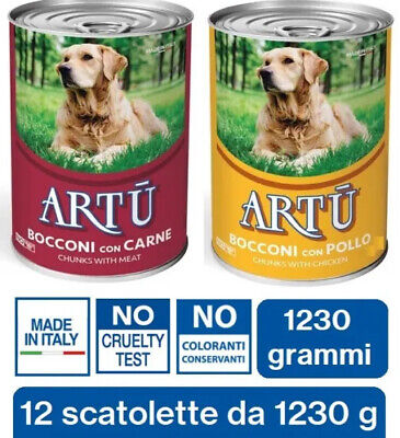 Scatolette per cani adulti ARTU' MONGE cibo umido per cane 12 PEZZI mangime Artù