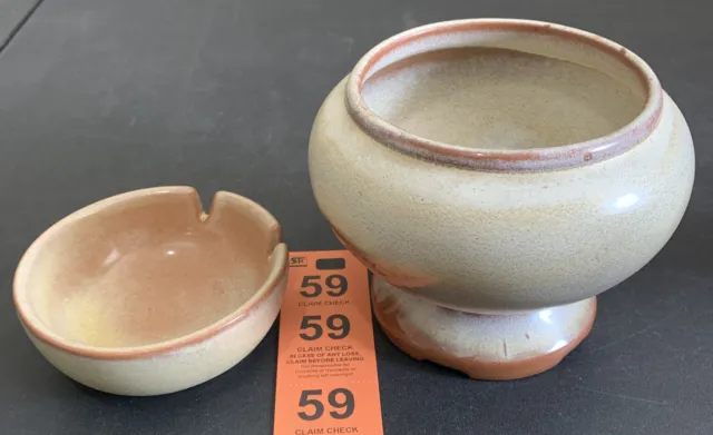 Vintage 1970’s Frankoma #225 Footed Round Vase #474 Desert Gold Glaze