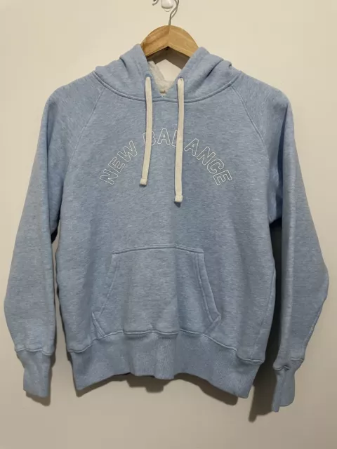New Balance Size L Kids Hoodie Long sleeve Hoodie Pullover Spellout Blue