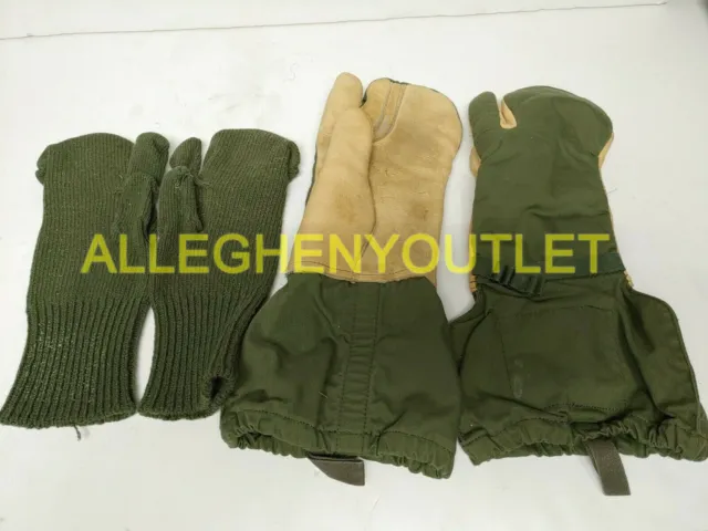 US Military TRIGGER FINGER MITTENS GLOVES w/ INSERT Hunting N/L M & LRG USED VGC