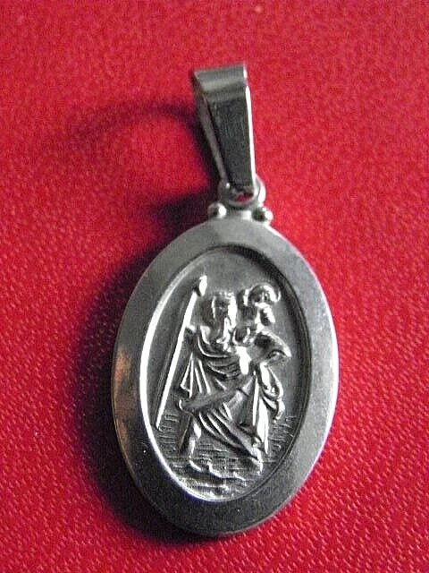 Médaille Saint-Christophe Argentée – Métal, Neuve, Protectrice Des Voyageurs