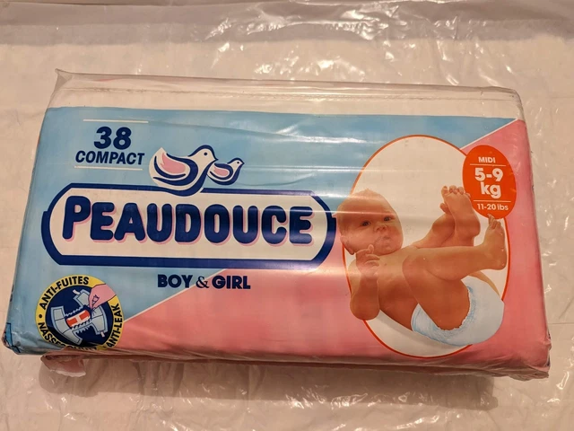1 Paquet Peaudouce PLASTIC BACKED Diapers Couches alte vintage vtg abdl