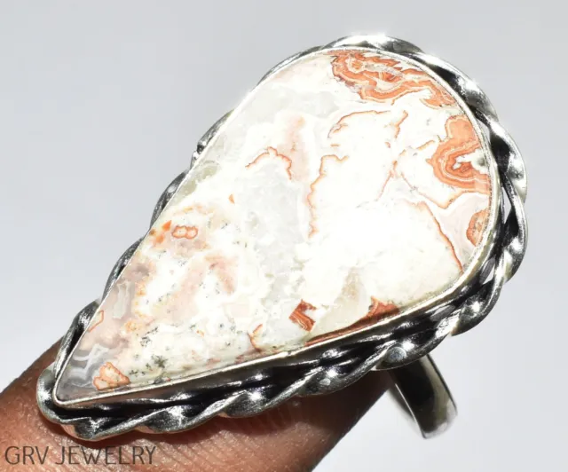 Rosetta Jasper Gemstone Handmade Ring 925 Silver Plated Us Size 9" R024-H117