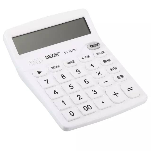 Talking Calculator 12 Digits Large LCD Display Desktop Calculator White