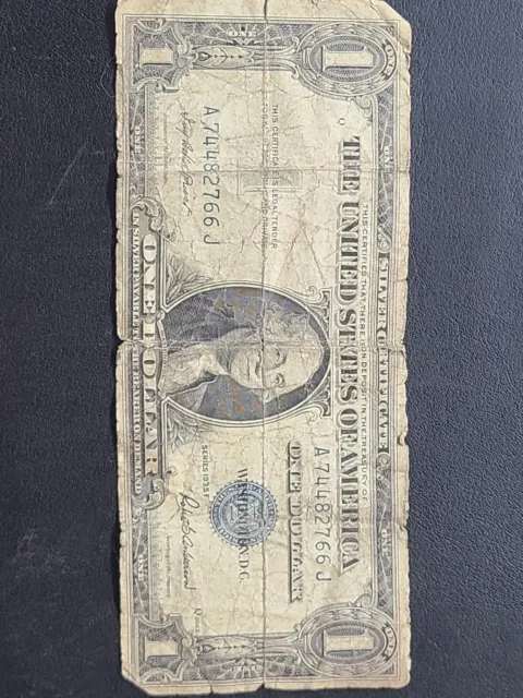 1935 F Series Blue Seal $1.00 One Dollar Silver Certificate Note