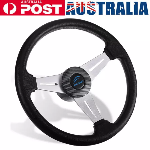 Marine Boat Steering Wheel 3 Spoke 340mm Aluminum Alloy Steering System