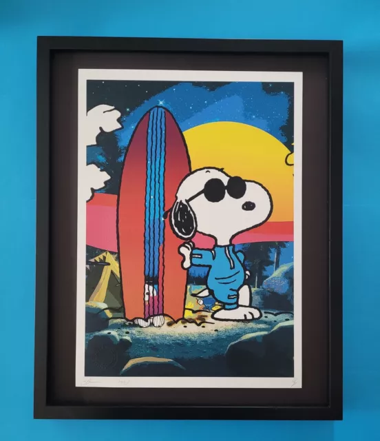 DEATH NYC Hand Signed LARGE Print Framed 16x20in COA SNOOPY COOL SURFER +