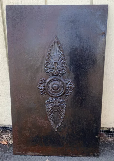 Antique Cast Iron Fireback Panel Architectural Salvage