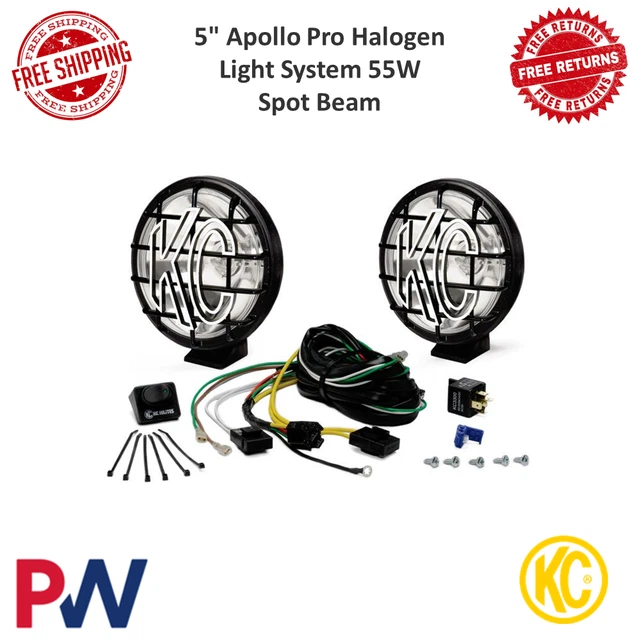 KC HiLites 5" Apollo Pro Halogen Driving Light 55W Spot Beam w/ KC Stone Guard