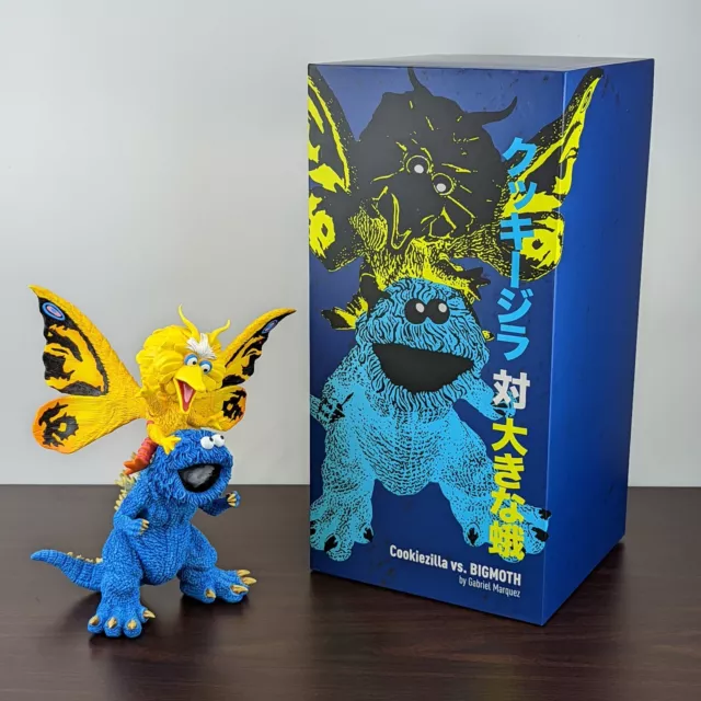 COOKIEZILLA VS BIGMOTH by Gabriel Marquez Blue COOKIE MONSTER Godzilla vs Mothra