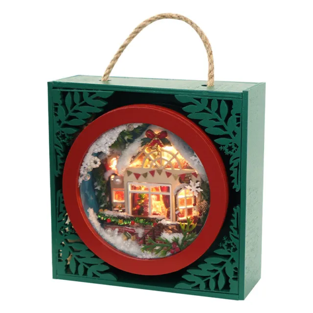 1x Dollhouse Kit Christmas Xmas Mini Room Box Light Miniature DIY Handmade Gift
