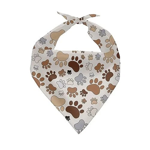 PRINT PUPPY BANDANA, Pet Kerchief Dog Scarf Accessories Cartoon Dog Paw