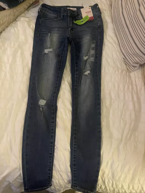 SO Juniors Ultimate Jegging size 0 Denim Blue Jean Distressed low rise