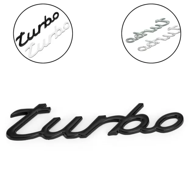 3D Car Sticker Plating Metal Turbo Logo Emblem Badge Decal Black ZA T7