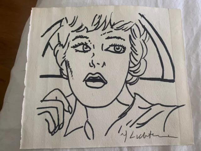 dessin ancien au crayon , d'après  lichtenstein roy "Nurse"