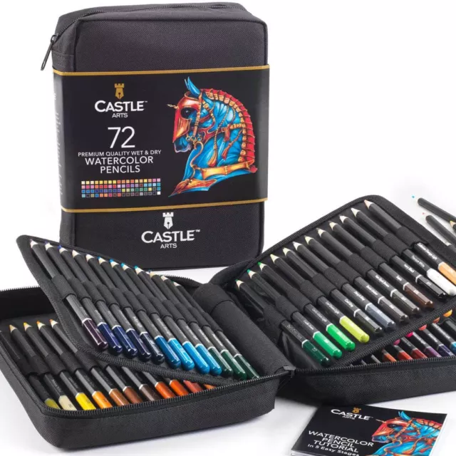 Set De 72 Crayons Aquarellables | Pigments Intenses Pour Estompage Dessin Et Pei