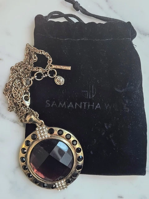 SAMANTHA WILLS GOLD Toned Faceted Garnet Diamontes Pendant Necklace Preloved 59.00 PicClick AU