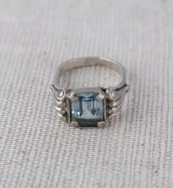 Silber Ring mit blauem Stein 1930er Jahre gestempelt 835 Ringgröße 47