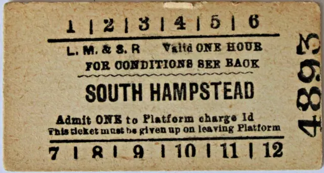 L.M. & S.R. - Platform Ticket. SOUTH HAMPSTEAD