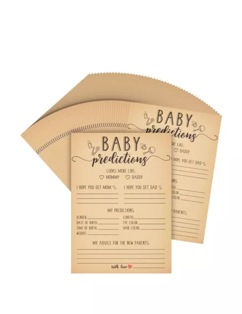 50-Sheets Baby Shower Prediction and Advice Cards for Parents to Be, 5x7 in