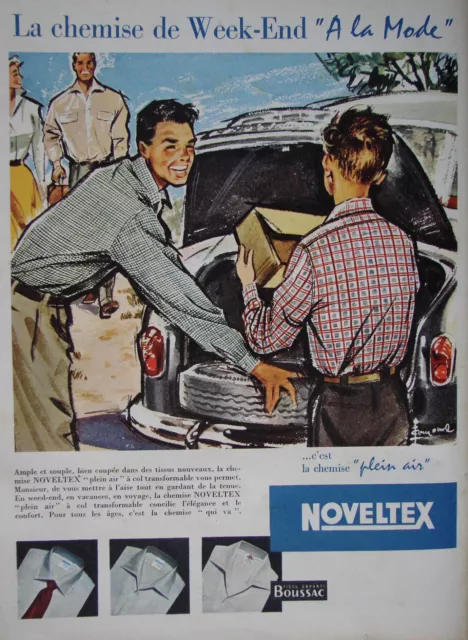 Publicité Presse 1955 Chemise De Week-End A La Mode Plein Air Noveltex Boussac