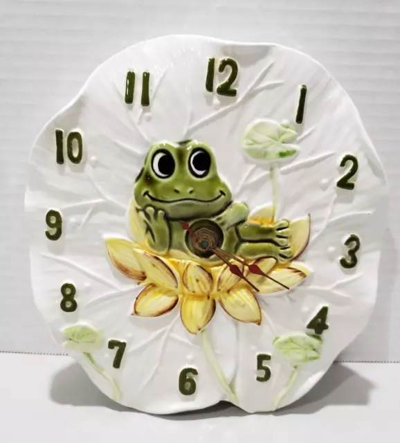 Vintage 1976 Sears Roebuck Neil The Frog Battery Operated Wall Clock Japan Works